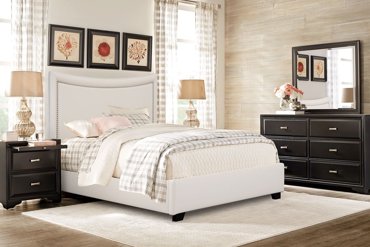Belcourt 5 Pc Black Black,Colors Ivory Beige Queen Bedroom Set With