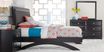 Belcourt Black 3 Pc King Upholstered Sleigh Arch Bed
