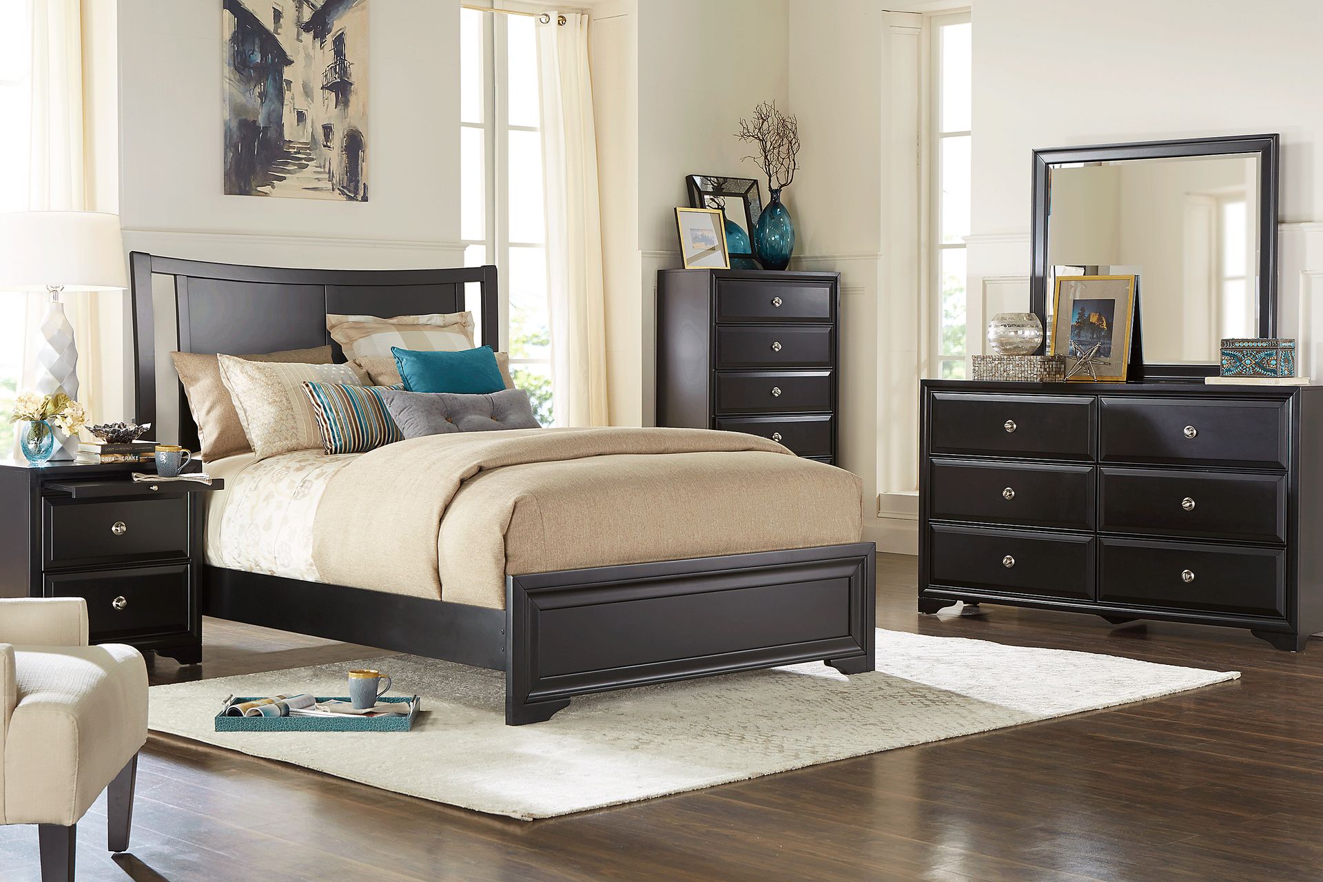 Belcourt Black 3 Pc Queen Curved Sleigh Bed - Image 2