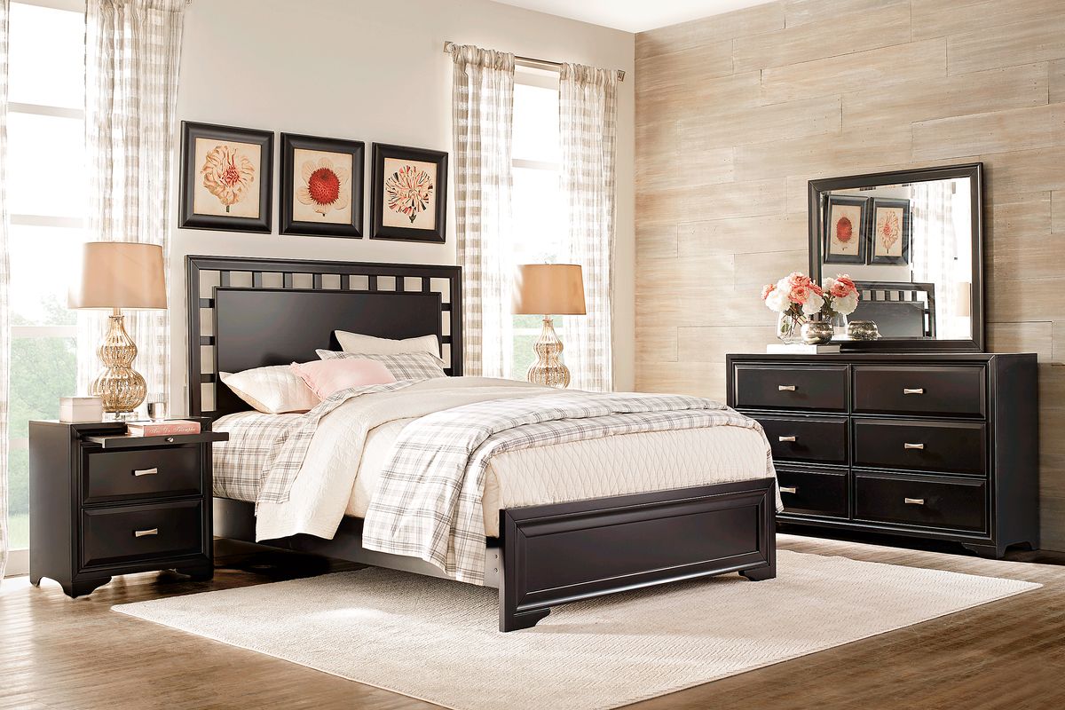 Belcourt 5 Pc Black Black,Colors Queen Bedroom Set With Dresser, Mirror