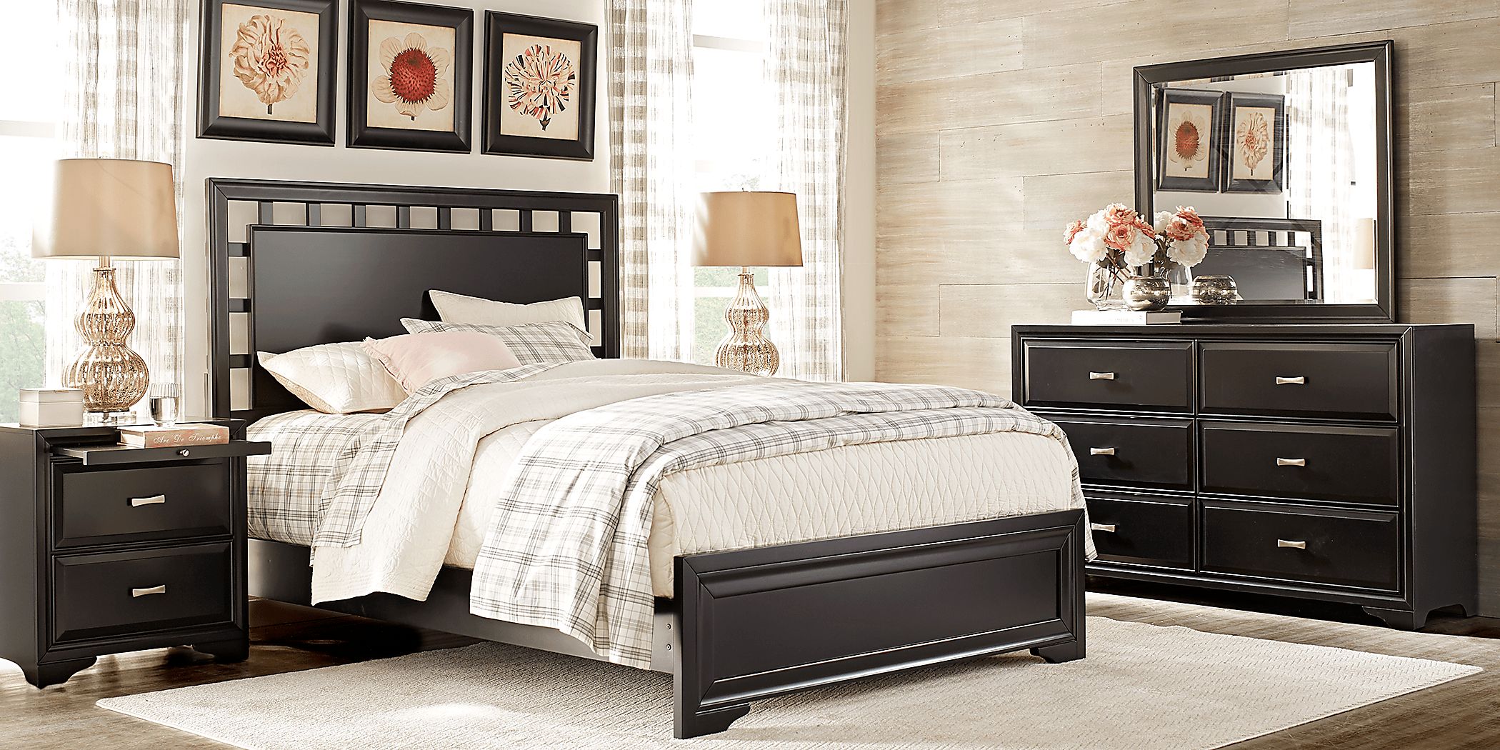 Belcourt 5 Pc Black Black,Colors Queen Bedroom Set With Dresser, Mirror