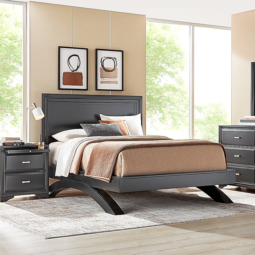 Belcourt 5 Pc Black Black,Colors Queen Bedroom Set With Dresser, Mirror