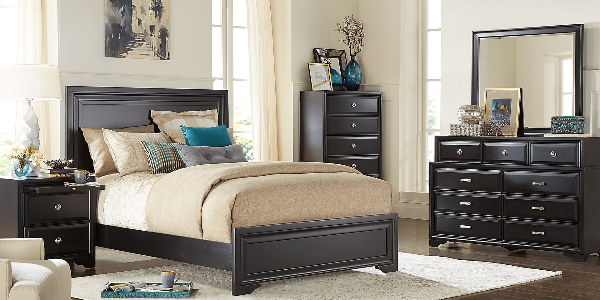 Belcourt Black 5 Pc Queen Panel Bedroom - Image 1