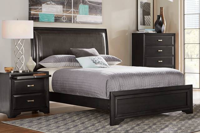 Small Spaces Belcourt Black 5 Pc Queen Upholstered Sleigh Bedroom - Thumbnail - Image 1