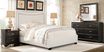 Belcourt Black 7 Pc Bedroom with Genoa Ivory Queen Upholstered Bed