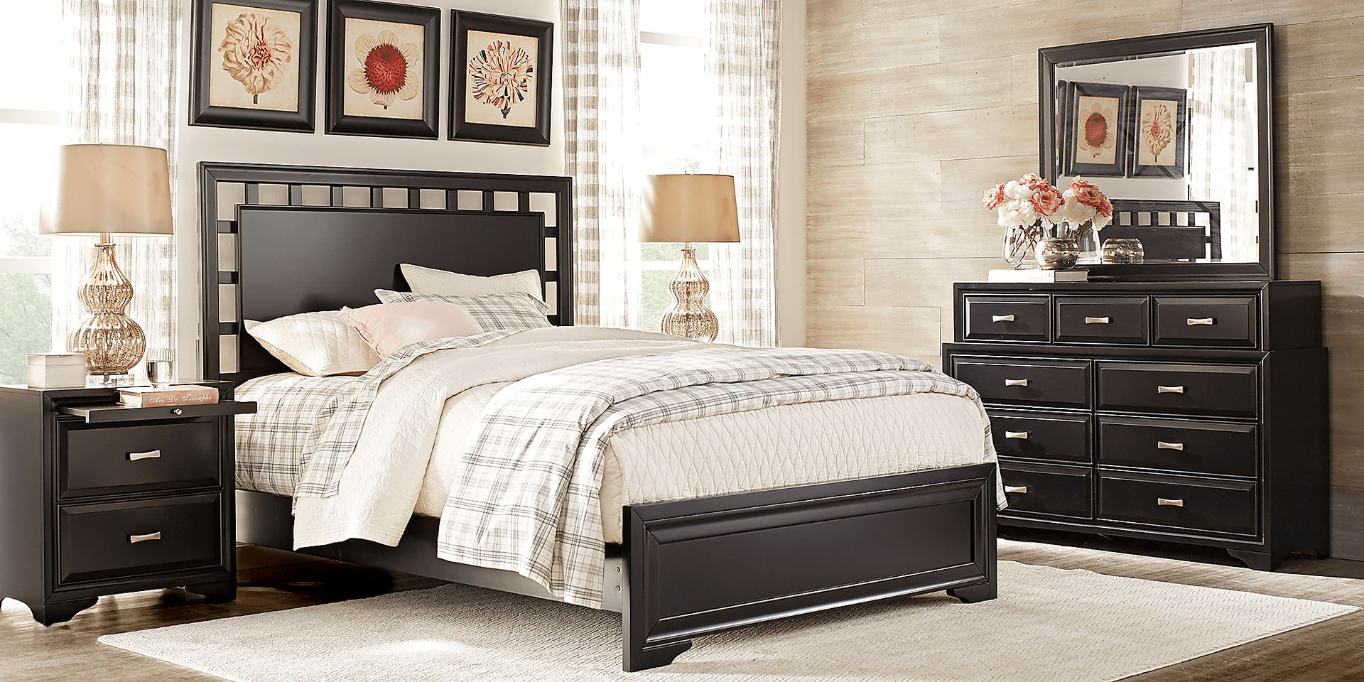Belcourt Black 7 Pc Queen Lattice Bedroom - Image 1