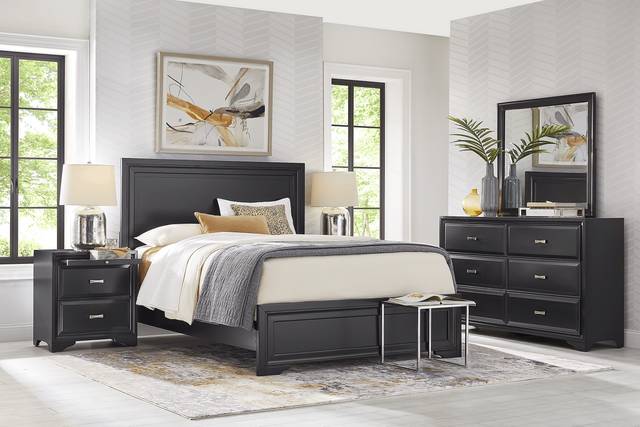 Belcourt Black 7 Pc Queen Panel Bedroom - Thumbnail - Image 1