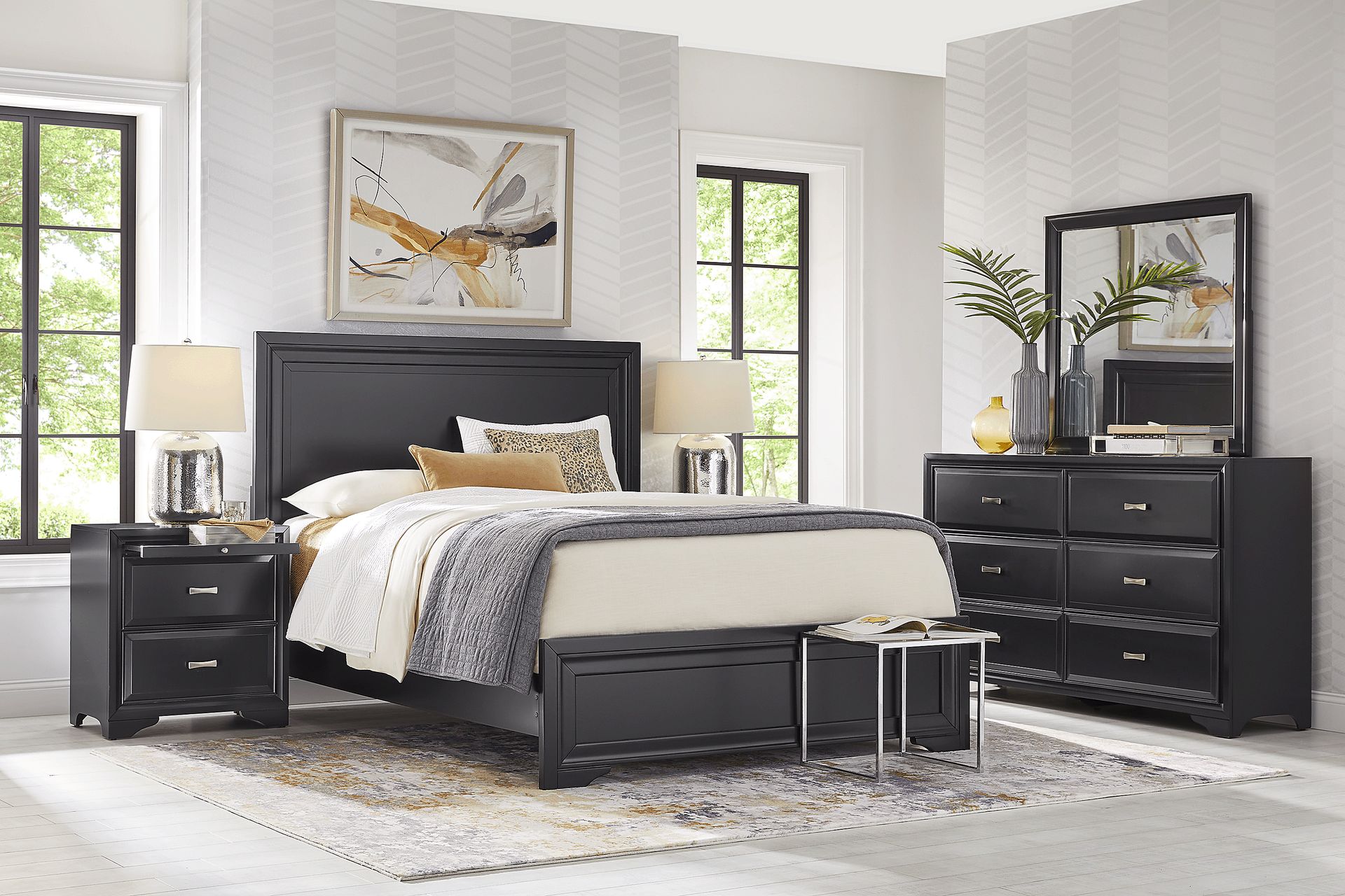 Belcourt Black 8 Pc King Panel Bedroom - Image 1