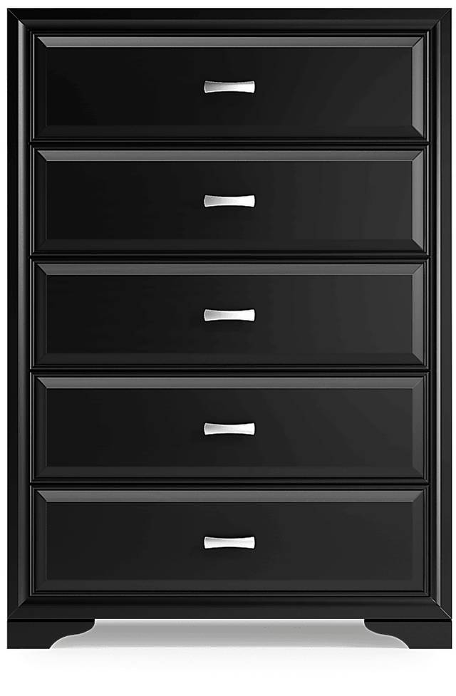 Belcourt Black 5 Pc Bedroom With Genoa Black King Upholstered Bed - Thumbnail - Image 4