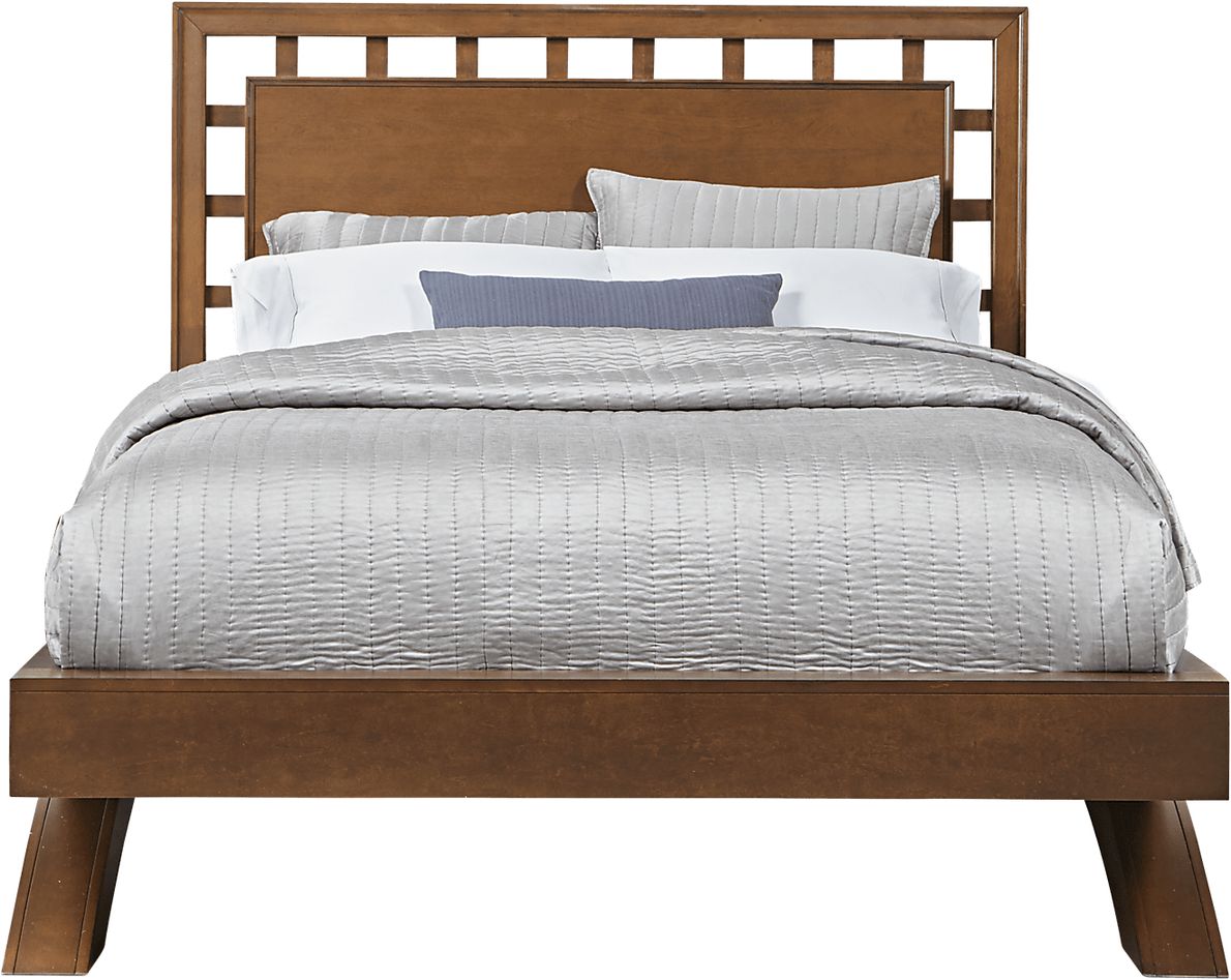 Belcourt Brown Cherry Dark Wood 3 Pc King Lattice Platform Bed Rooms