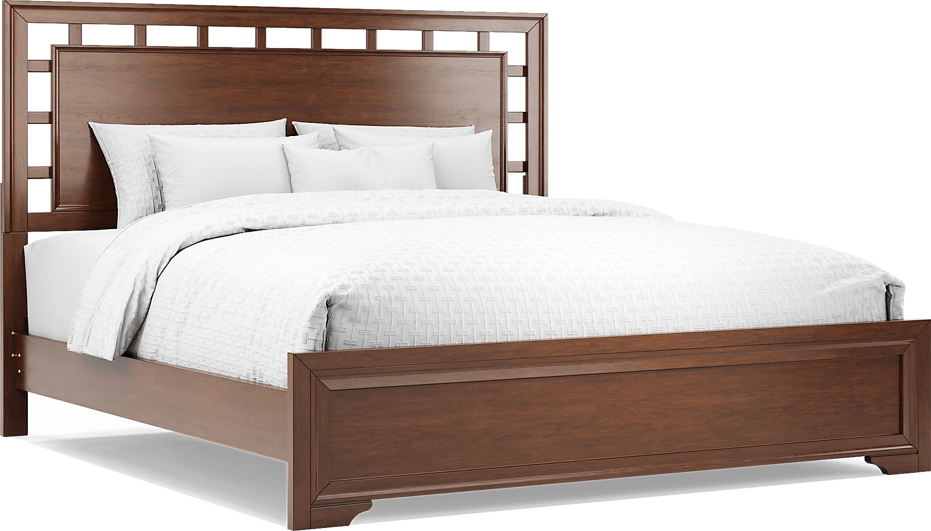 Belcourt Brown Cherry Finish 3 Pc King Lattice Bed