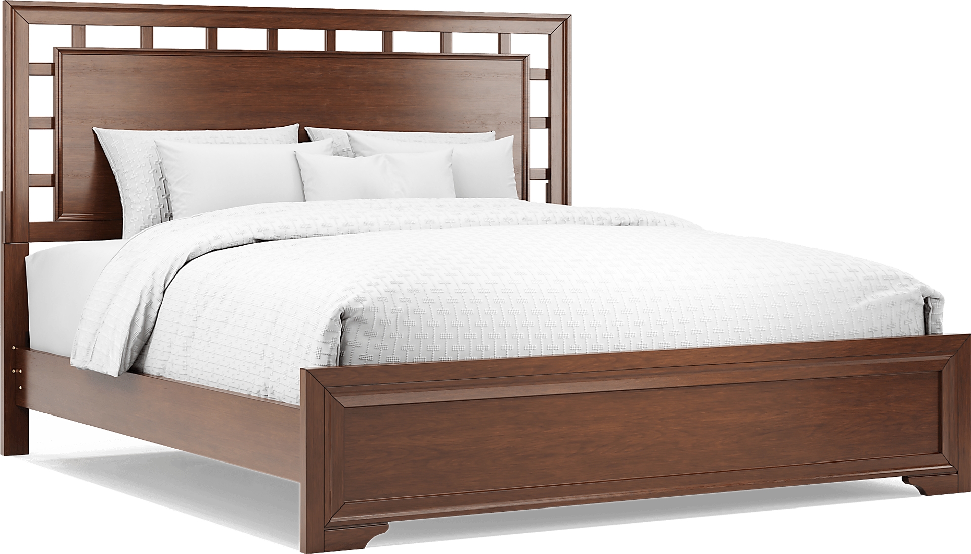 brown cherry 3 pc king lattice bed