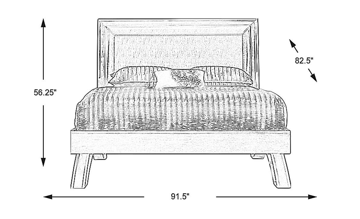 Belcourt Brown Cherry 3 Pc King Upholstered Sleigh Arch Bed
