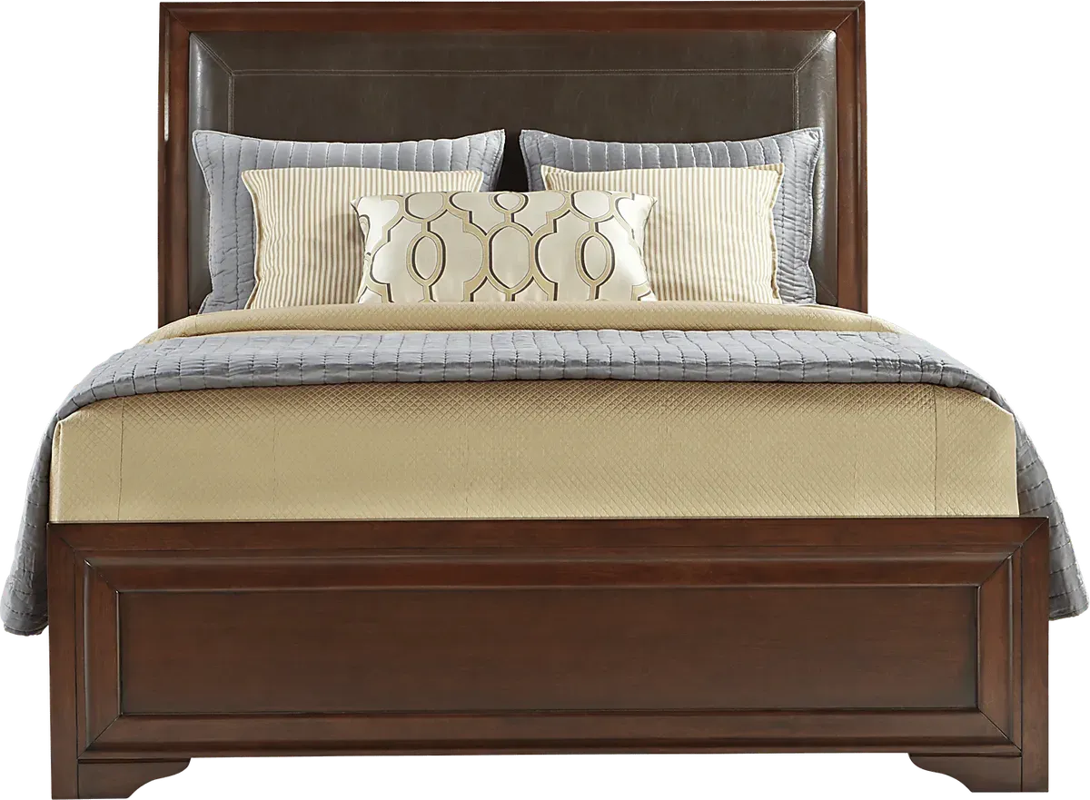 Belcourt Brown Cherry Dark Wood 3 Pc King Upholstered Bed Rooms to Go