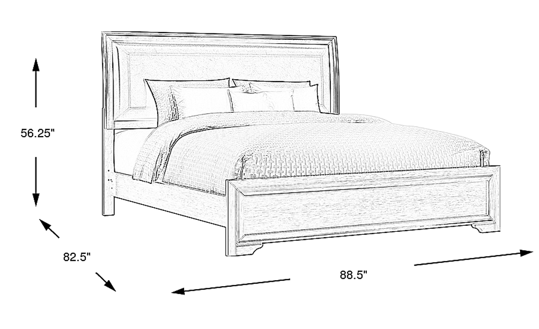 Belcourt Brown Cherry Finish 3 Pc King Upholstered Sleigh Bed