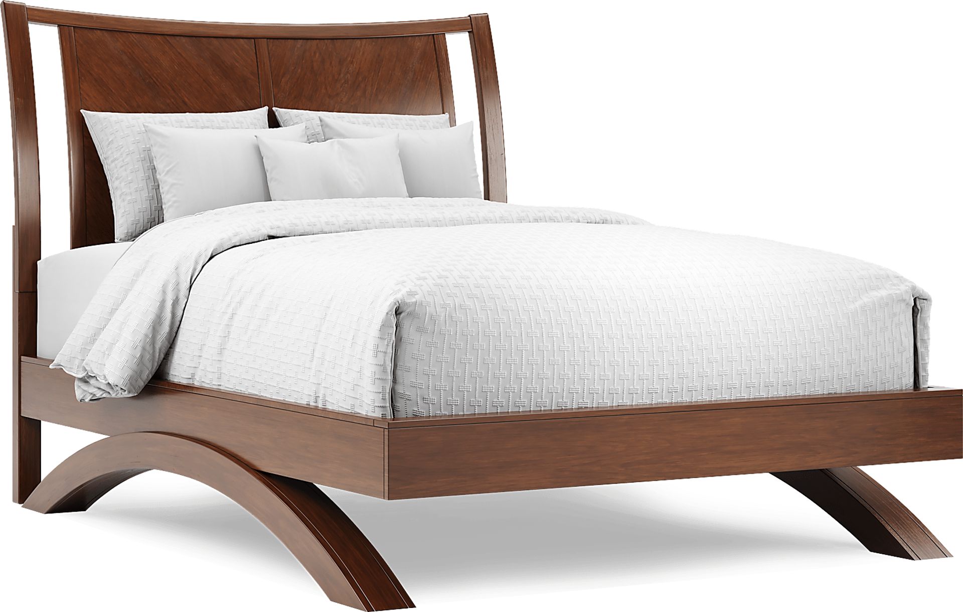 Belcourt Brown Cherry Finish 3 Pc Queen Curved Sleigh Arch Bed - Image 1