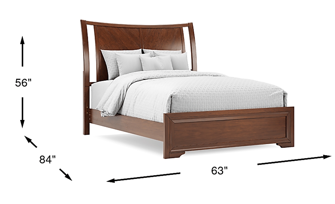 Belcourt Brown Cherry Finish 3 Pc Queen Curved Sleigh Panel Bed