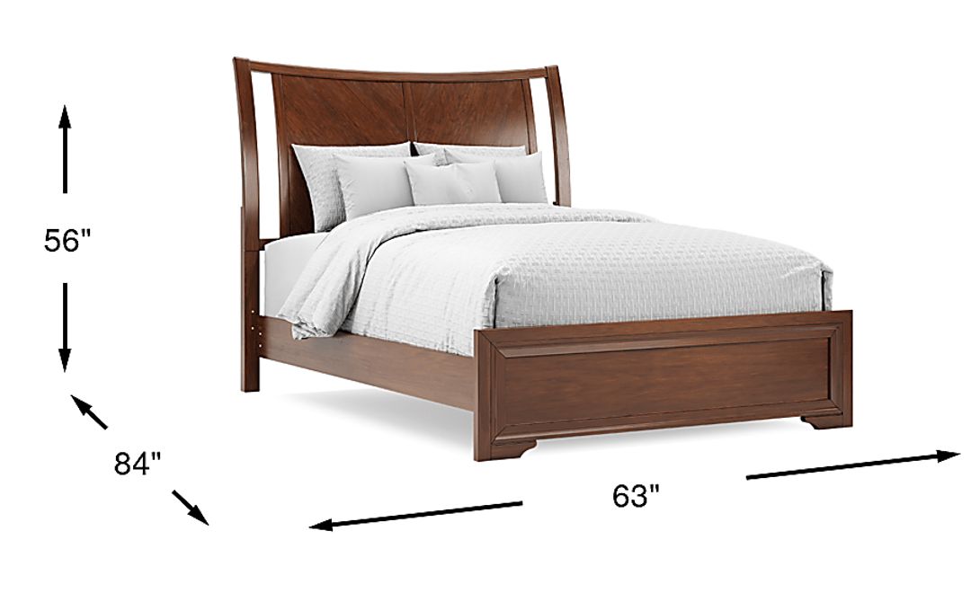 Belcourt Brown Cherry Finish 3 Pc Queen Curved Sleigh Panel Bed