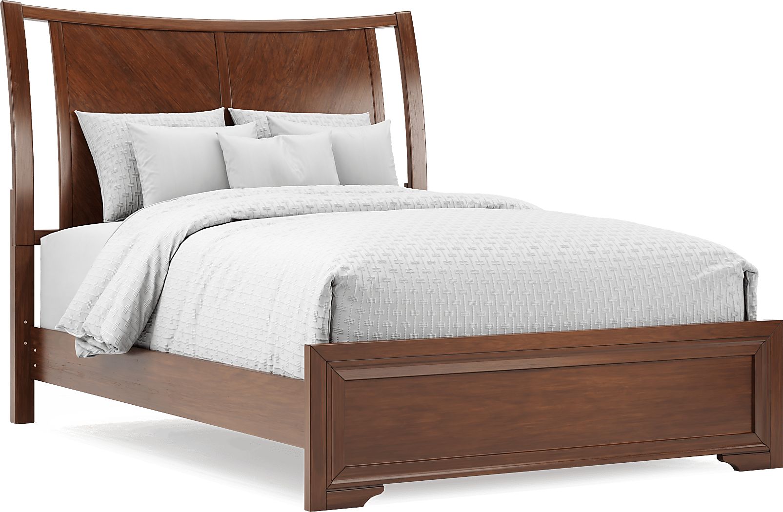 Belcourt Brown Cherry Finish 3 Pc Queen Curved Sleigh Panel Bed