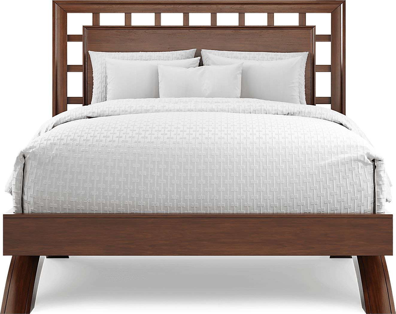 Belcourt Brown Cherry Finish Queen Lattice Arch Bedroom Set - Thumbnail 2