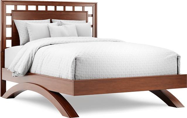 Belcourt Brown Cherry 3 Pc Queen Lattice Arch Bed - Thumbnail - Image 1