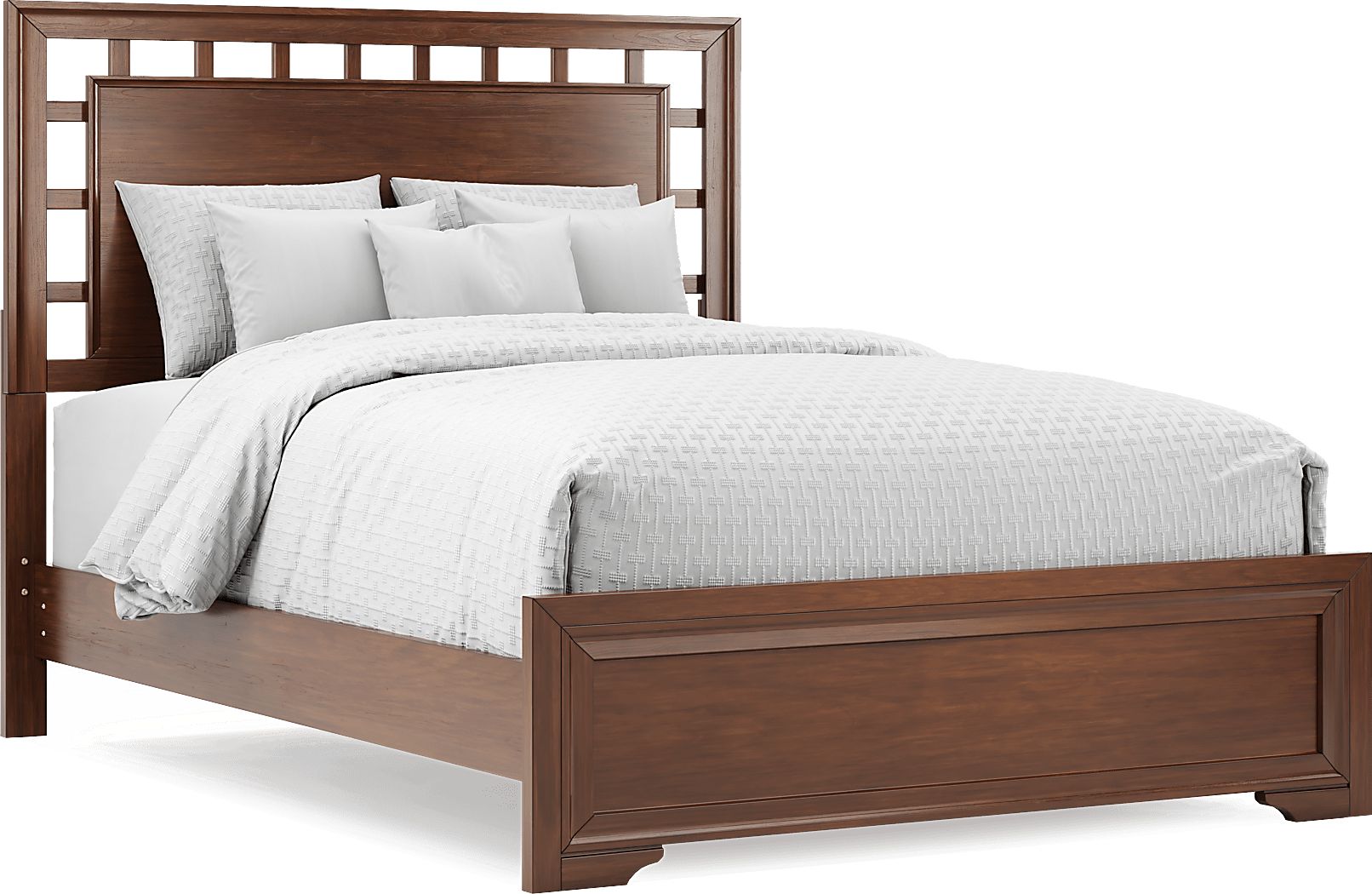 Belcourt Brown Cherry Finish 3 Pc Queen Lattice Bed
