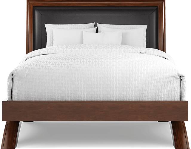 Belcourt Brown Cherry 3 Pc Queen Upholstered Sleigh Arch Bed - Thumbnail - Image 3