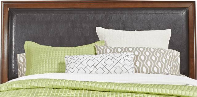 Belcourt Brown Cherry 3 Pc Queen Upholstered Sleigh Bed - Thumbnail - Image 3