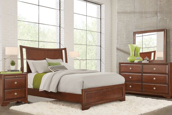 Belcourt Brown Cherry 5 Pc Curved Sleigh Panel Queen Bedroom