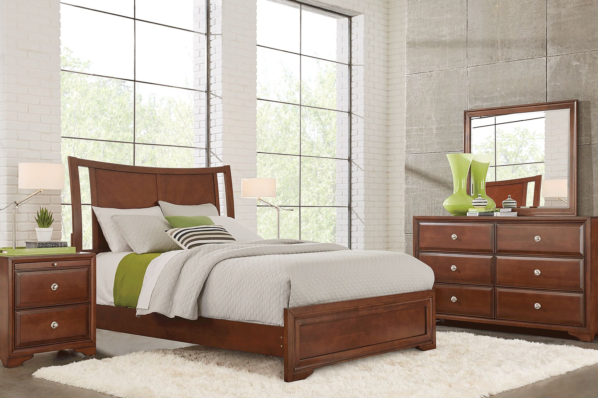 Belcourt Brown Cherry 3 Pc King Curved Sleigh Bed - Image 2