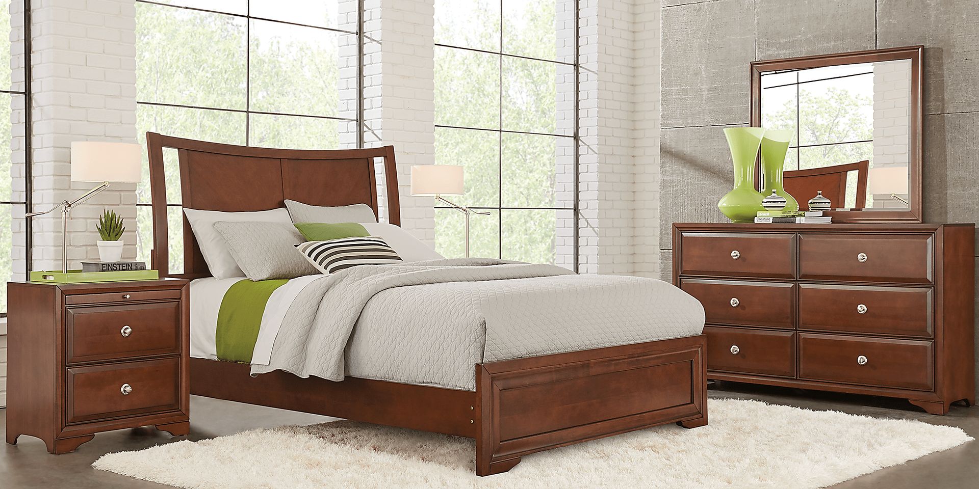 Belcourt Brown Cherry 3 Pc King Curved Sleigh Bed - Image 2