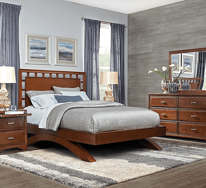 Belcourt Brown Cherry 5 Pc King Lattice Arch Bedroom