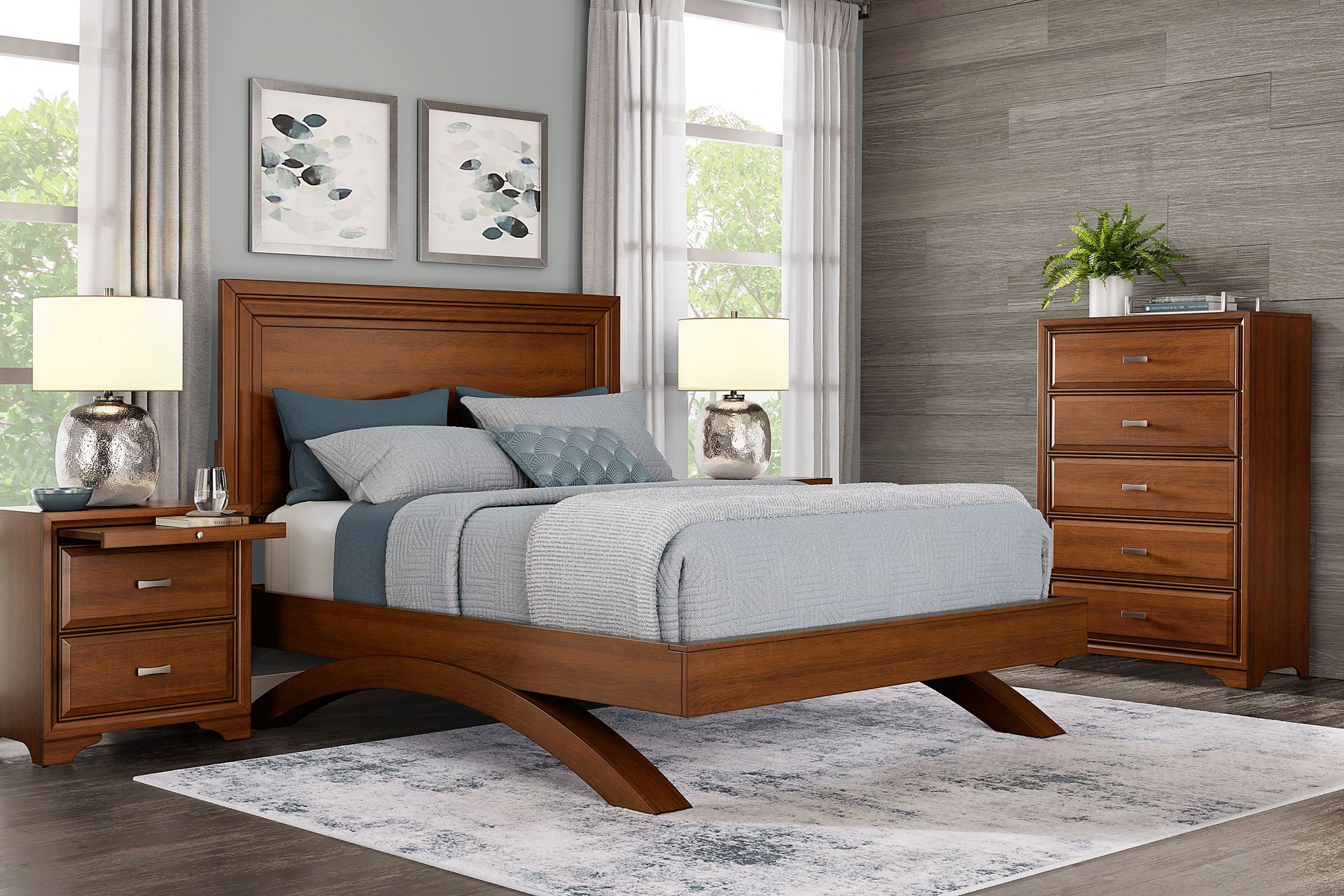 Belcourt Brown Cherry 3 Pc King Panel Arch Bed - Image 2