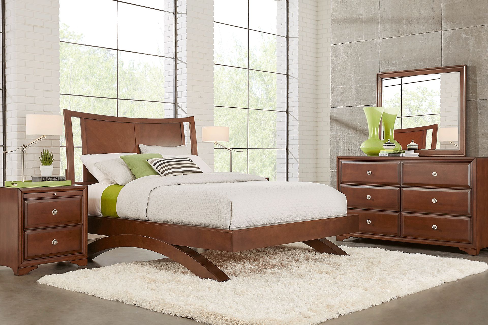 Belcourt Brown Cherry 3 Pc Queen Curved Sleigh Arch Bed - Image 2