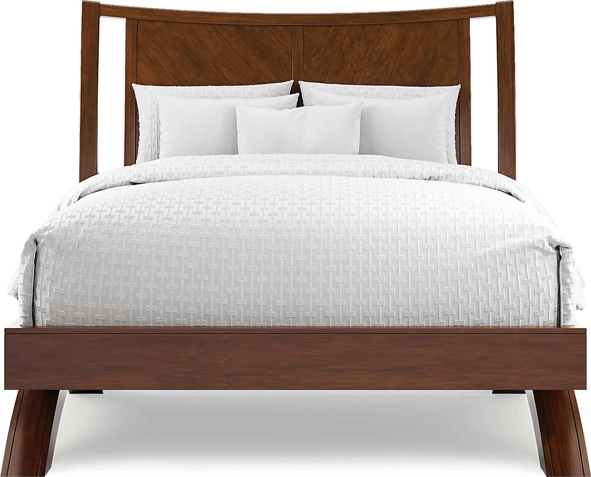 Belcourt Brown Cherry Finish 5 Pc King Curved Sleigh Arch Bedroom - Image 3