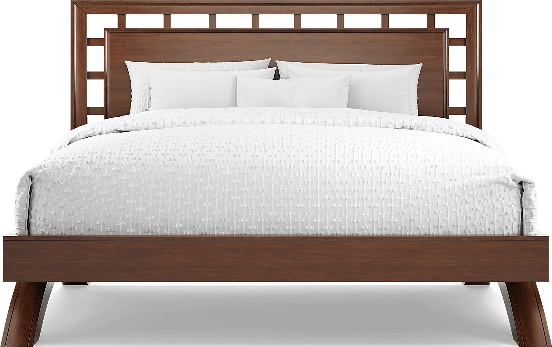 Belcourt Brown Cherry Finish 5 Pc King Lattice Arch Bedroom - Image 3