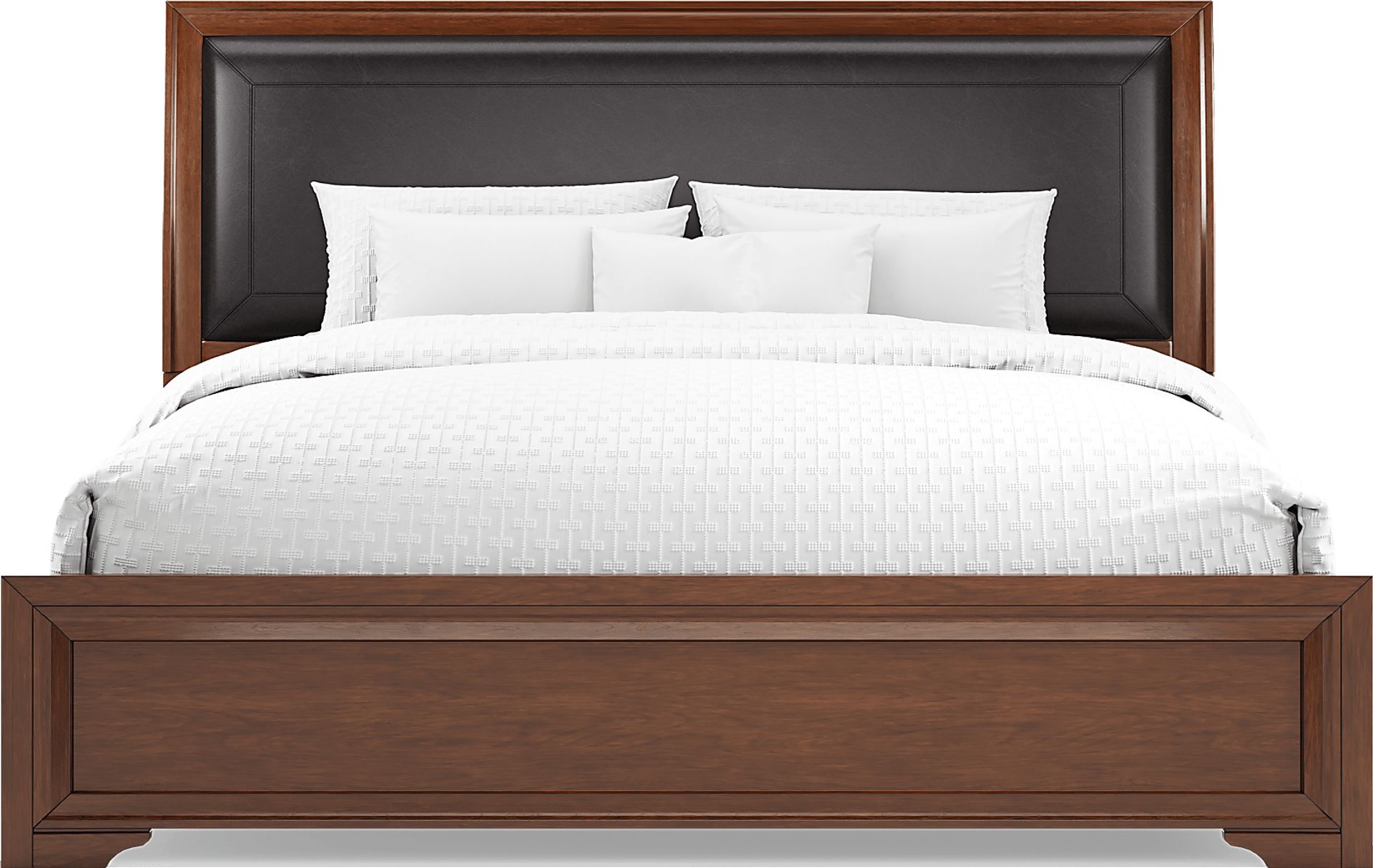 Belcourt Brown Cherry Finish 7 Pc King Upholstered Sleigh Bedroom - Image 3