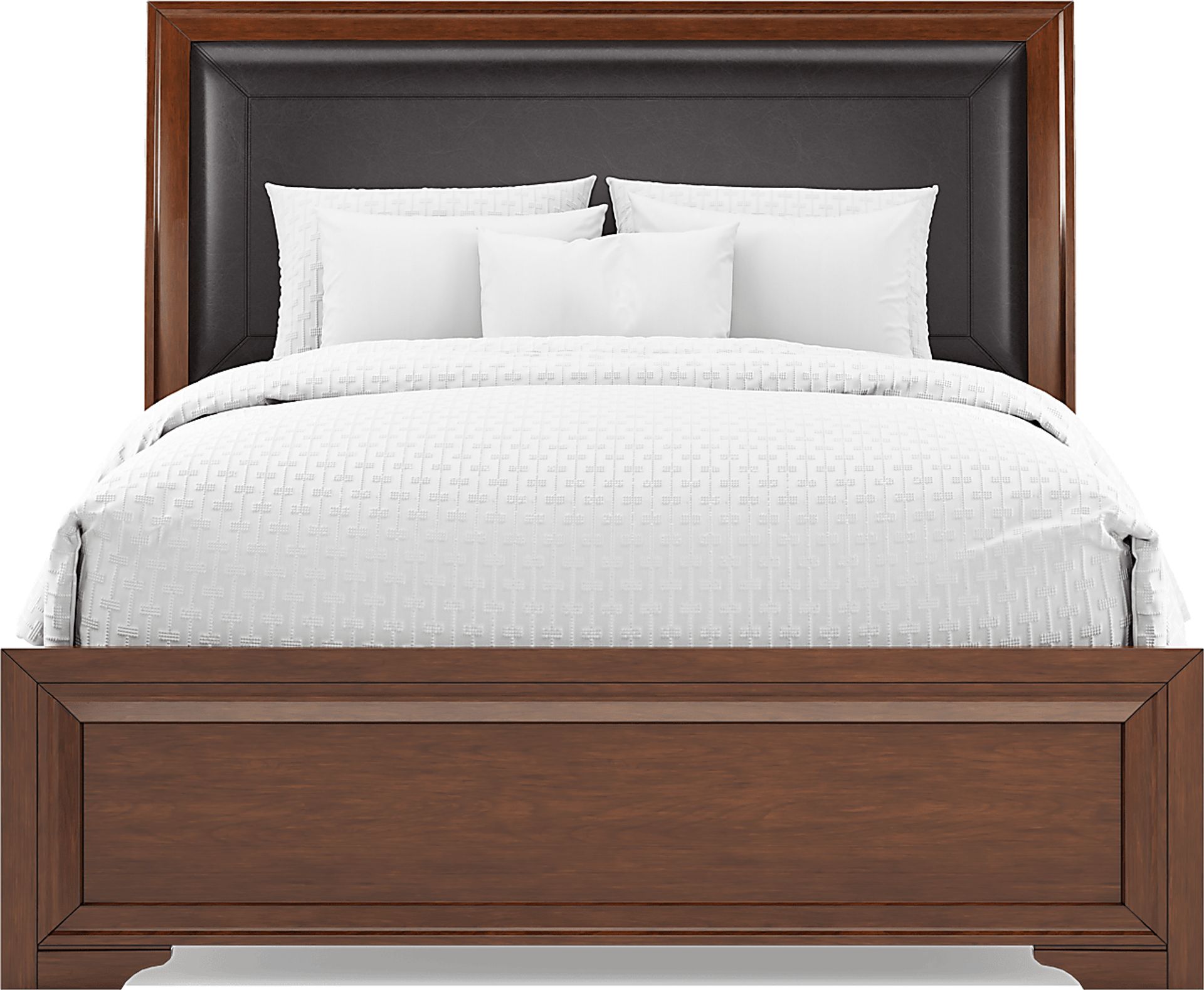 Belcourt Brown Cherry Finish 3 Pc Queen Upholstered Sleigh Bed - Image 3