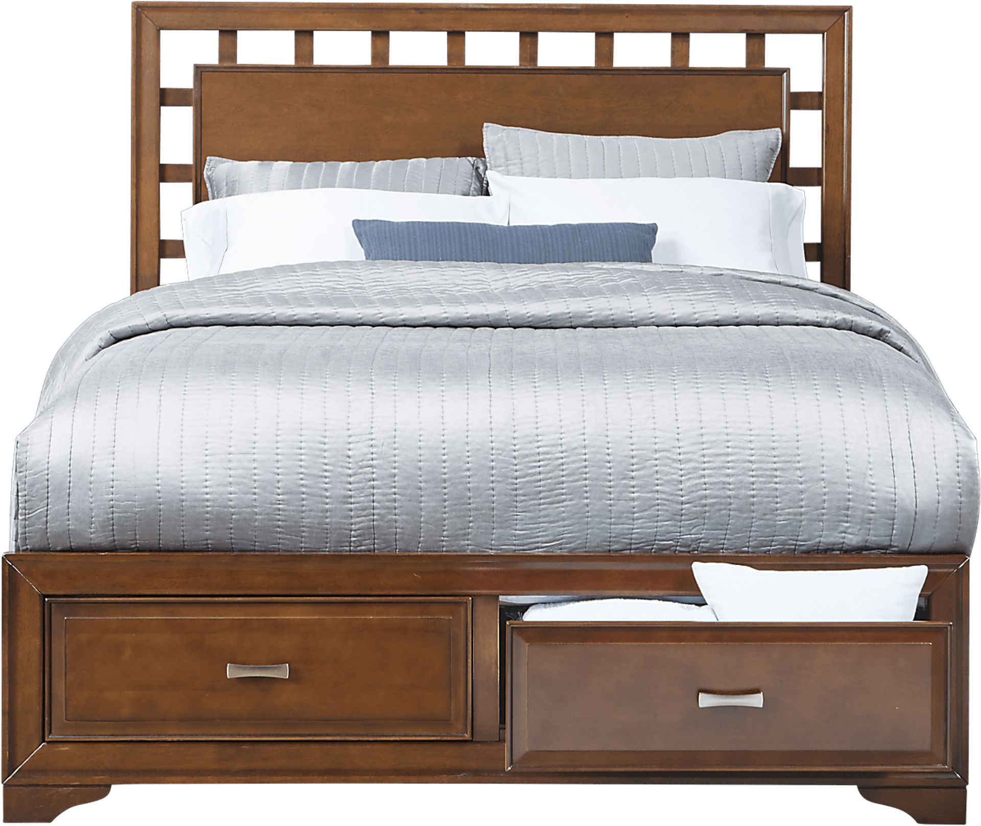 Belcourt Cherry 3 Pc King Lattice Bed with Storage - Image 2