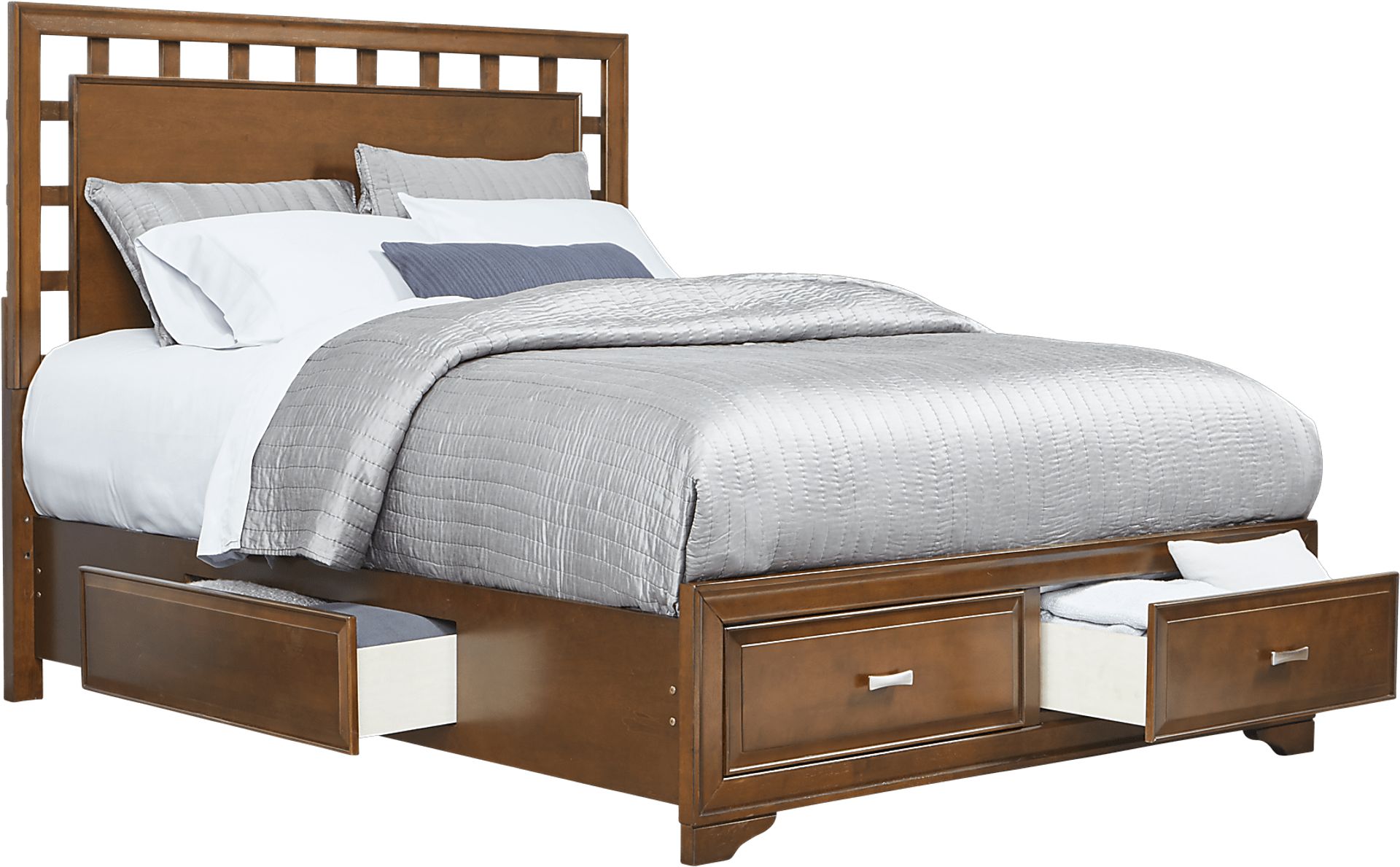 Belcourt Cherry 3 Pc King Lattice Bed with Storage - Image 3
