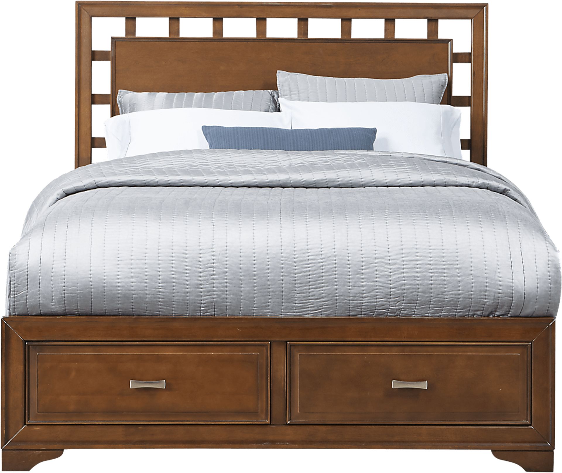 Belcourt Cherry 3 Pc King Lattice Bed with Storage - Image 1