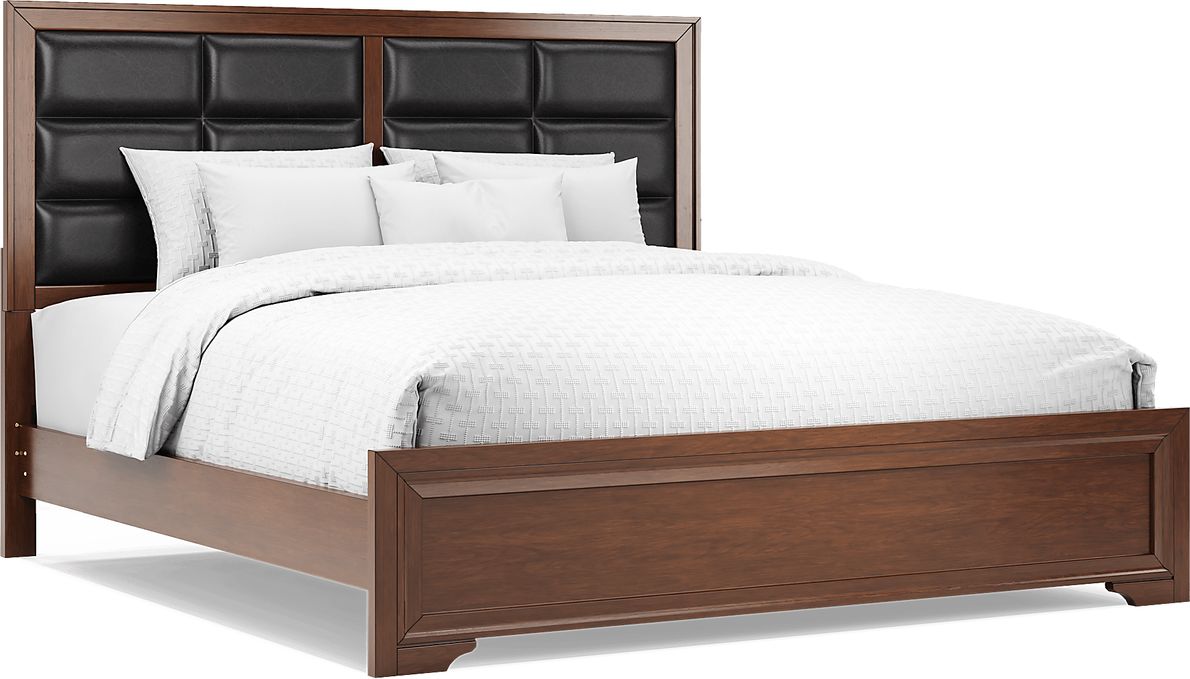 Belcourt Brown Cherry 3 Pc King Upholstered Panel Bed