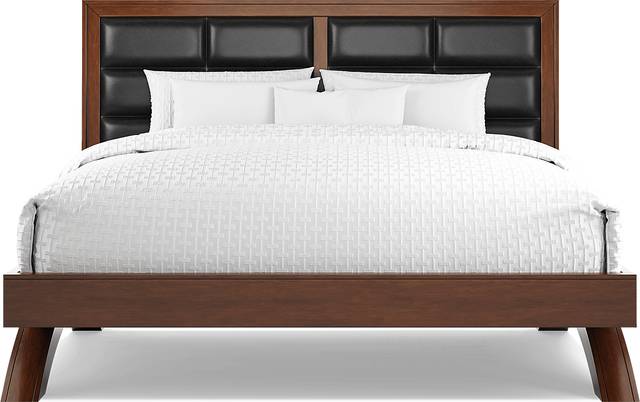 Belcourt Brown Cherry 3 Pc King Upholstered Platform Bed - Thumbnail - Image 2