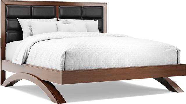 Belcourt Brown Cherry 3 Pc King Upholstered Platform Bed - Thumbnail - Image 1