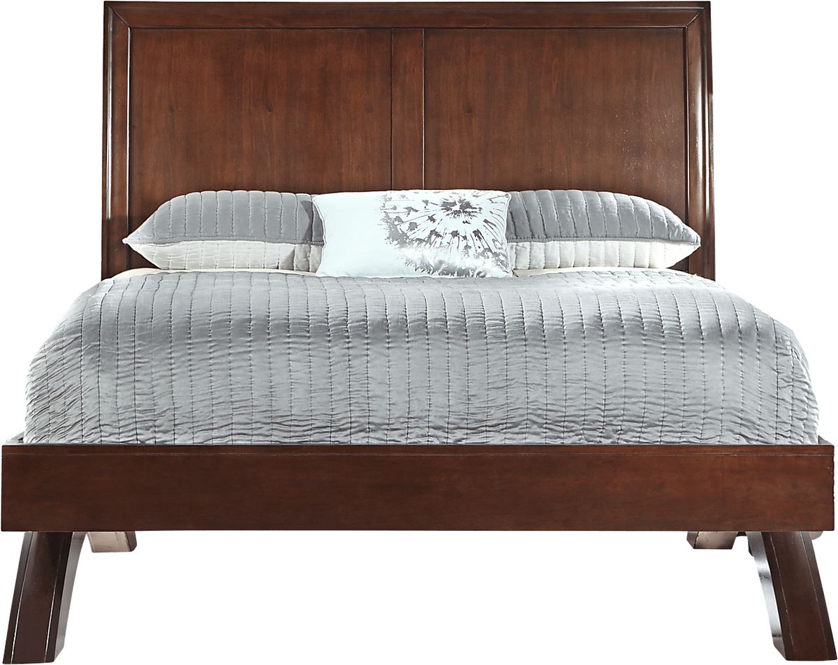 Belcourt 5 Pc Dark Cherry Wood Queen Bedroom Set With 3 Pc Queen Platform Sleigh Bed, Dresser