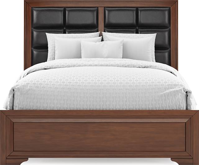 Belcourt Cherry 3 Pc Queen Upholstered Panel Bed - Thumbnail - Image 3