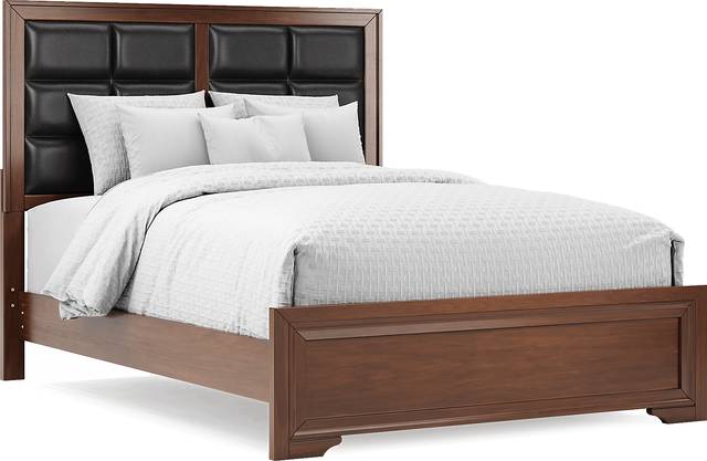 Belcourt Cherry 3 Pc Queen Upholstered Panel Bed - Thumbnail - Image 1