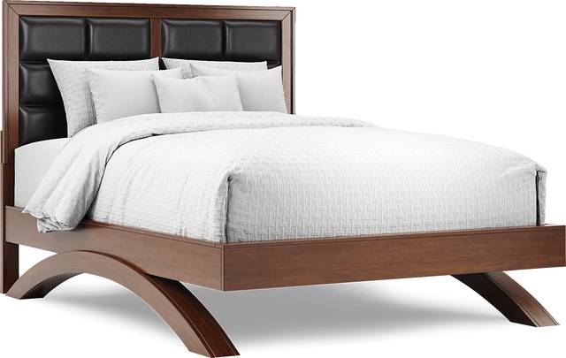 Belcourt Brown Cherry 3 Pc Queen Upholstered Platform Bed - Thumbnail - Image 1