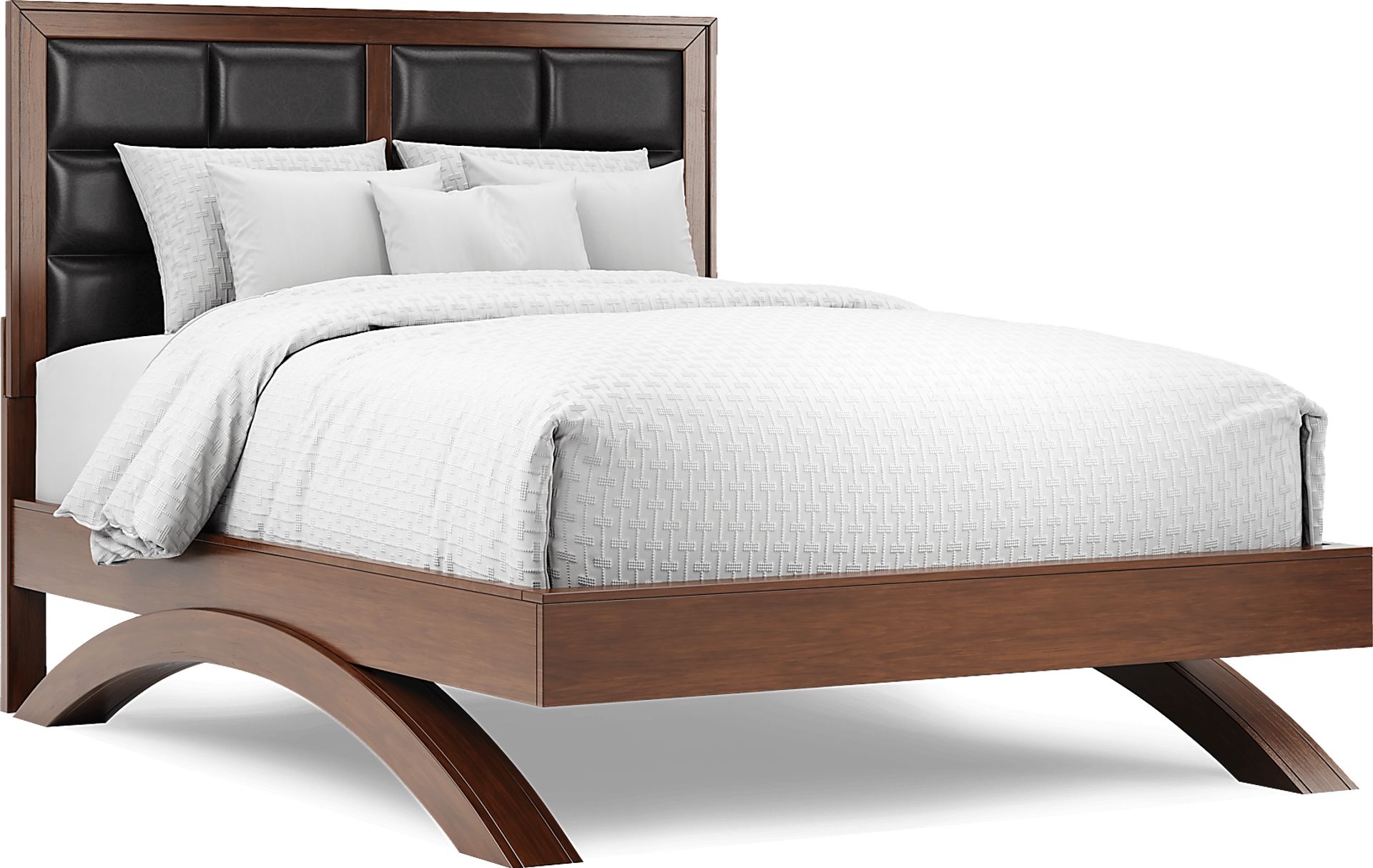 Belcourt Brown Cherry 3 Pc Queen Upholstered Platform Bed - Image 1
