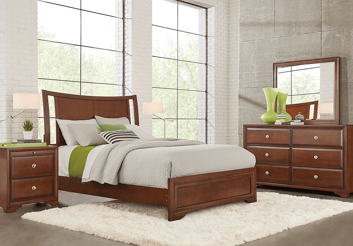 Belcourt Cherry 5 Pc Curved Sleigh Panel Queen Bedroom Rooms To Go